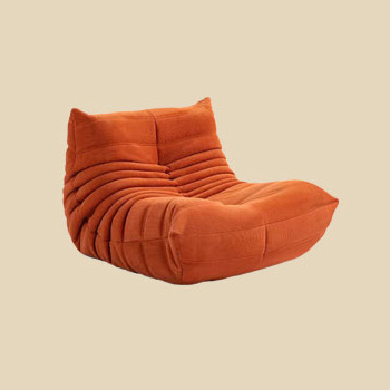 Fireside Togo Chair Chaise Lounge Lazy Sofa for Living Room, Bedroom, Salon, Office, with Red Fabric Cover