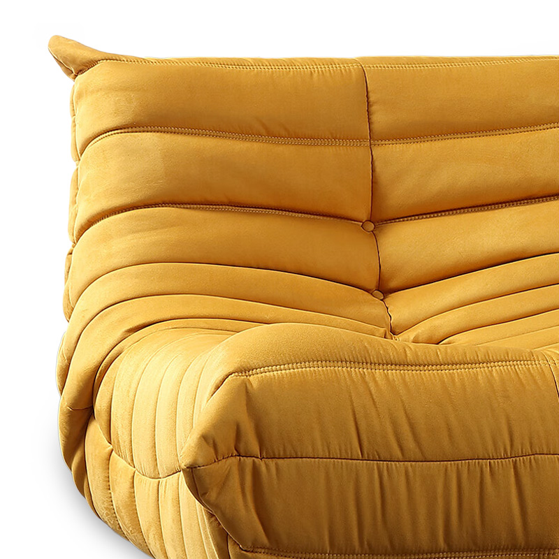 Fireside Togo Chair Chaise Lounge Lazy  sofa for Living Room, Bedroom, Salon, Office, with yellow Fabric Cover