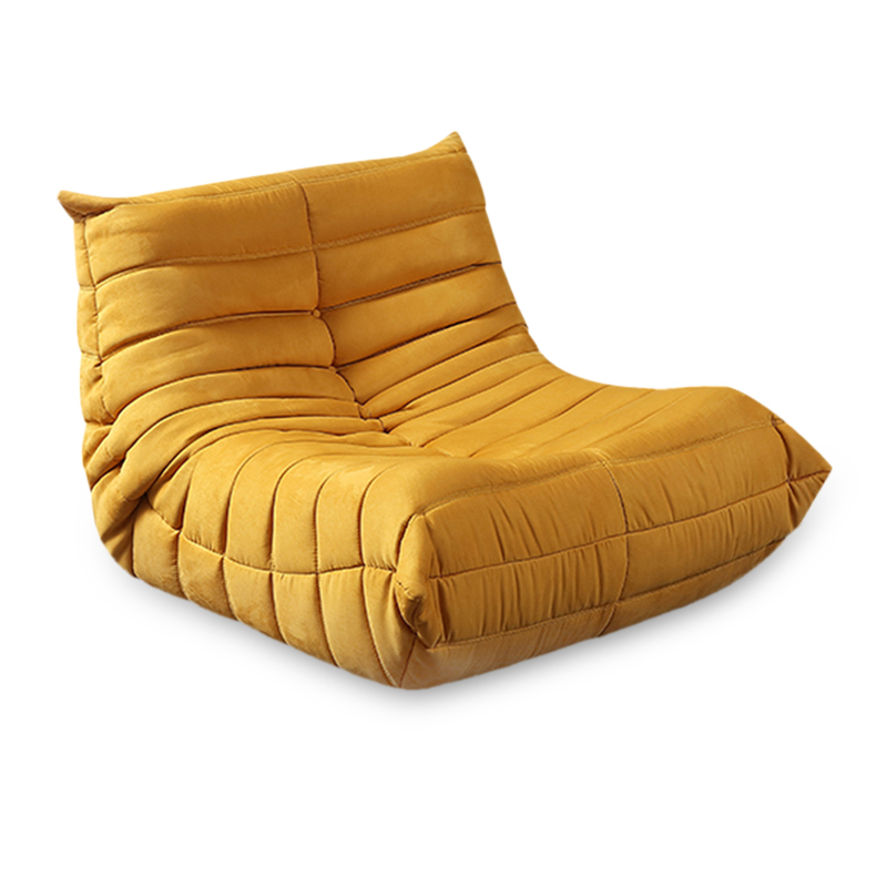 Fireside Togo Chair Chaise Lounge Lazy  sofa for Living Room, Bedroom, Salon, Office, with yellow Fabric Cover