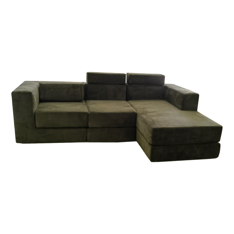Olive Green Modular Sectional Sofa (Plush Upholstered + Chaise) - Wholesale for Hotels, Offices & Business Living Spaces