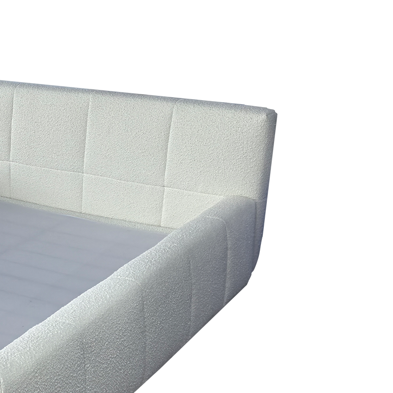White Textured Upholstered Platform Bed with Headboard for Bedroom | 2025 New, Comfortable & Stylish Design