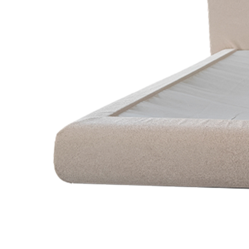 Beige Linen Upholstered Platform Bed with Headboard for Master Bedroom | OEKO-TEX Certified, Space-Saving & Scandi-Inspired Design