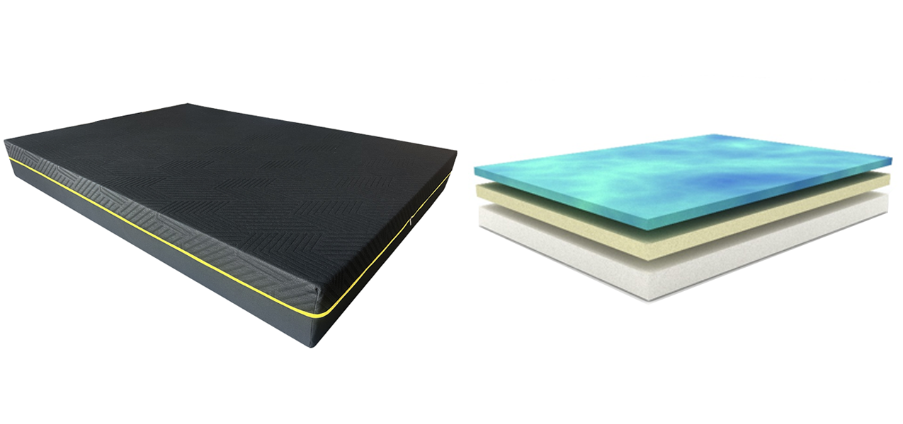 Black High - Density Foam Mattress with Yellow Trim – Queen Size for Bedroom | Supportive & Durable for Restful Sleep