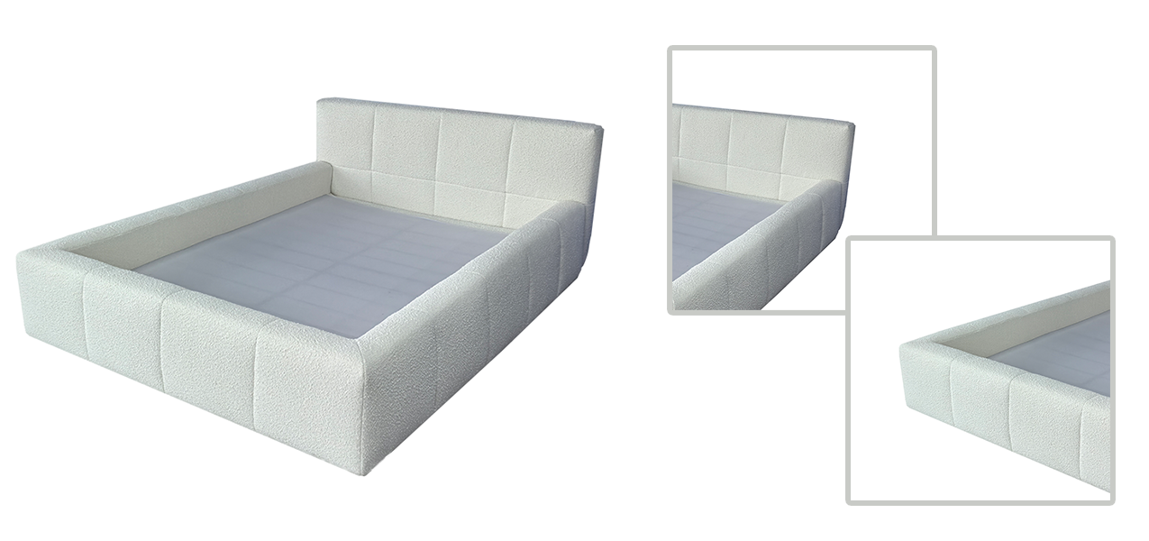White Textured Upholstered Platform Bed with Headboard for Bedroom | 2025 New, Comfortable & Stylish Design