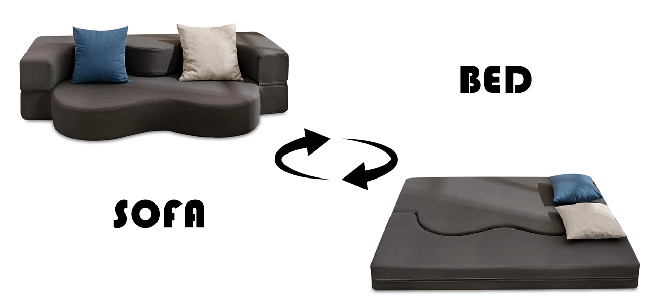 3-in-1 Convertible Floor Sofa Bed with Corduroy Upholstery 3-in-1 Convertible Floor Sofa Bed with Corduroy Upholstery