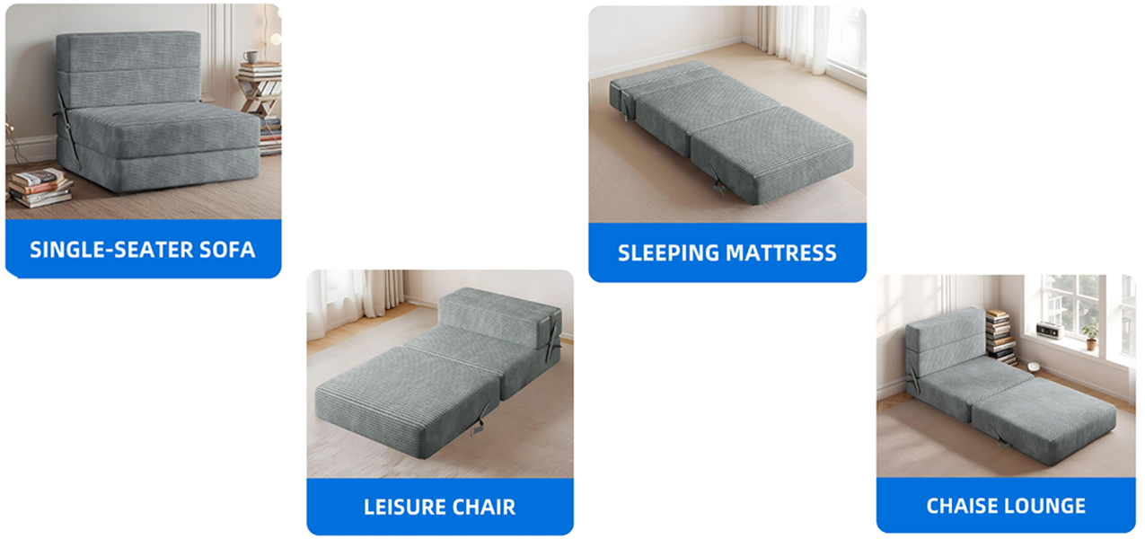 Wholesale Folding Sofa Bed - Convertible Sleeper Chair for Commercial Spaces (Living Room, Bedroom) - Bulk Foldable Mattress Floor Couch