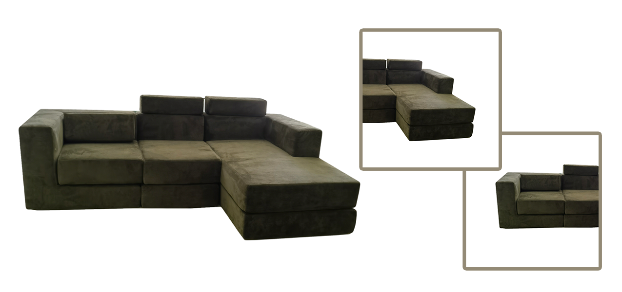 Olive Green Modular Sectional Sofa with Chaise - B2B Supply for Commercial Spaces