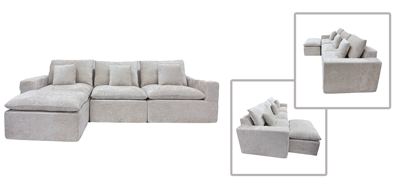 Custom - Fit Modular Sectional Sofa with Chaise - Plush Upholstered, B2B for Hospitality & Offices