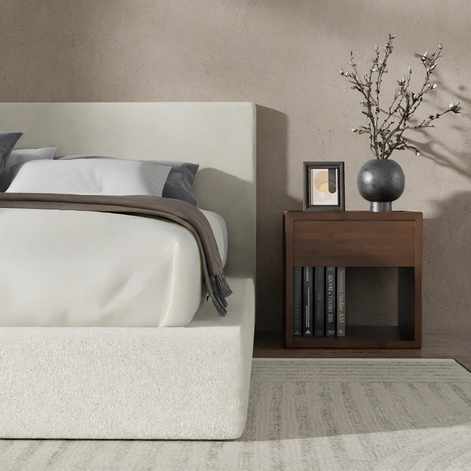 Cloud Boucle Full Bed Frame – Foam Padded, Easy Assembly