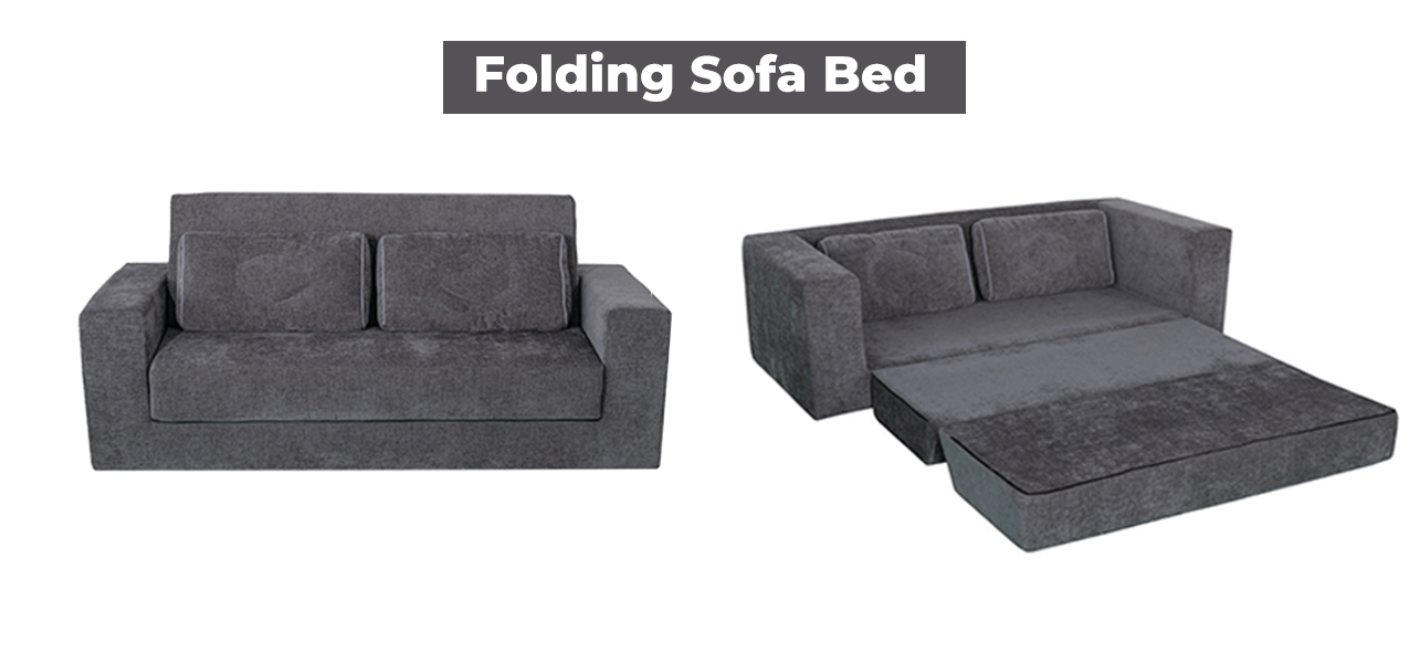 Modern Boxy Chenille Pull-Out Sleeper Sofa/Futon with High-Density 3060# Support Foam