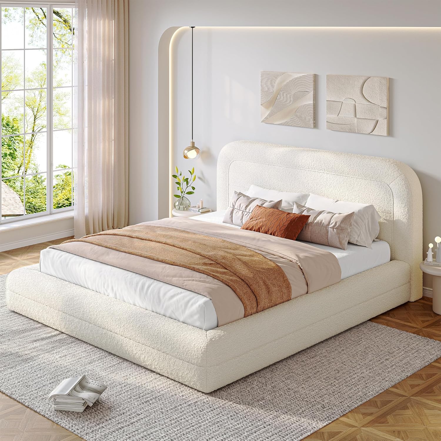 MX DREAM 3D Boucle Upholstered Wall Panels: Peel & Stick Anti-Collision Headboard System – CertiPUR-US & OEKO-TEX Certified for Hotels, Apartments, and Kids' Rooms