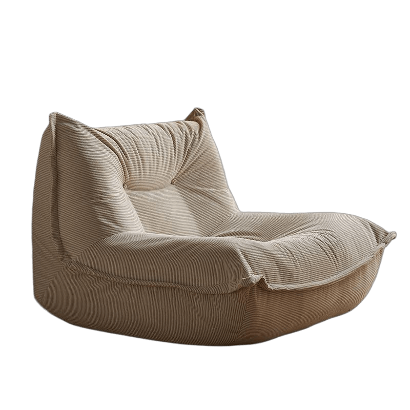 Retro corduroy cat-ear bean bag sofa, beige floor lounge chair for cream-style living room