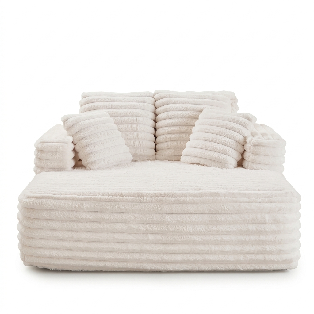 MX Dream Oversized Cloud Sleeper Chair: Vacuum-Compressed High-Density Foam Sofa with 3D Ribbed Plush Cover (No Assembly)
