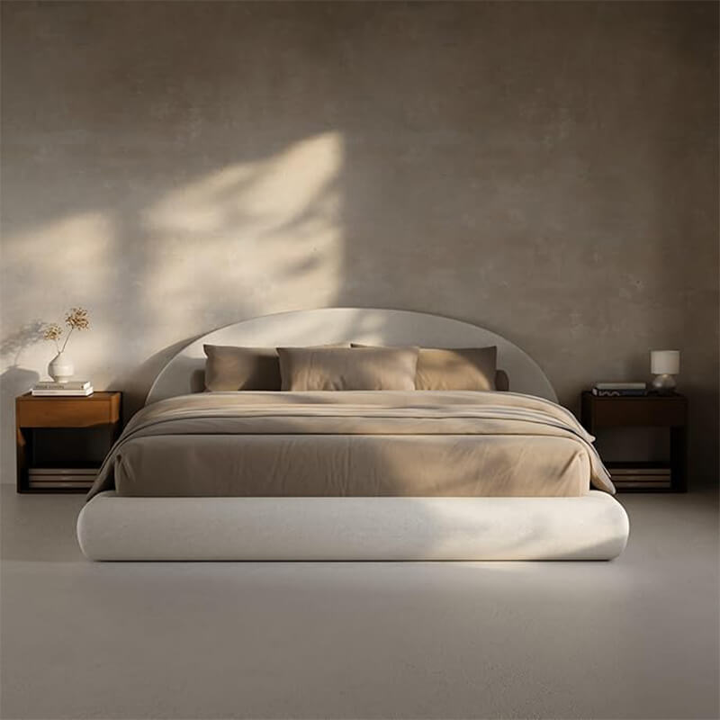 MX DREAM Premium Half-Moon Upholstered Platform Bed – Commercial-Grade, Tool-Free Assembly