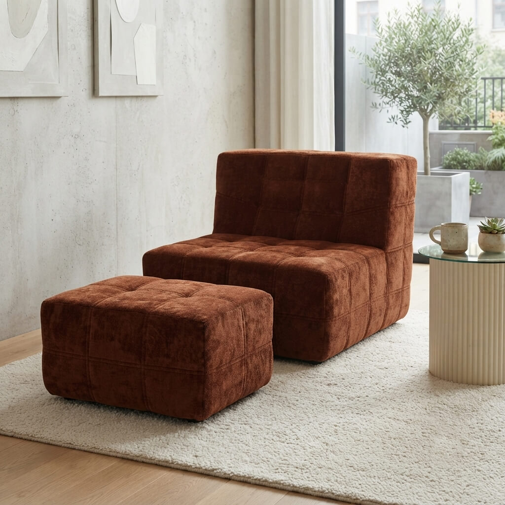 MX-Dream-Modular-Sofa-with-Ottoman-Compressed-Foam-Set-Brown-Chenille-Tufted