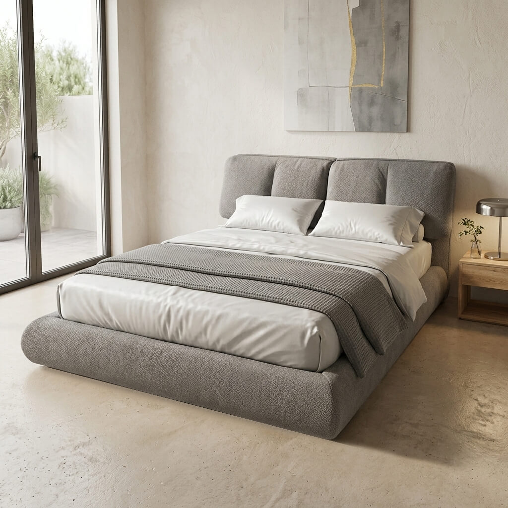 grey-upholstered-platform-bed-with-mattress-bedding