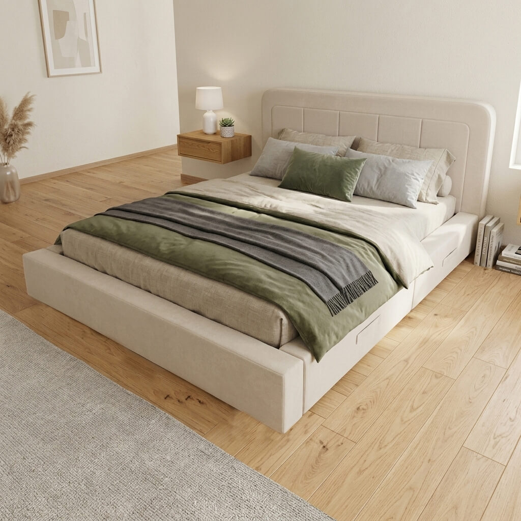 upholstered-storage-bed-frame-made-up-with-bedding-bedroom-scene